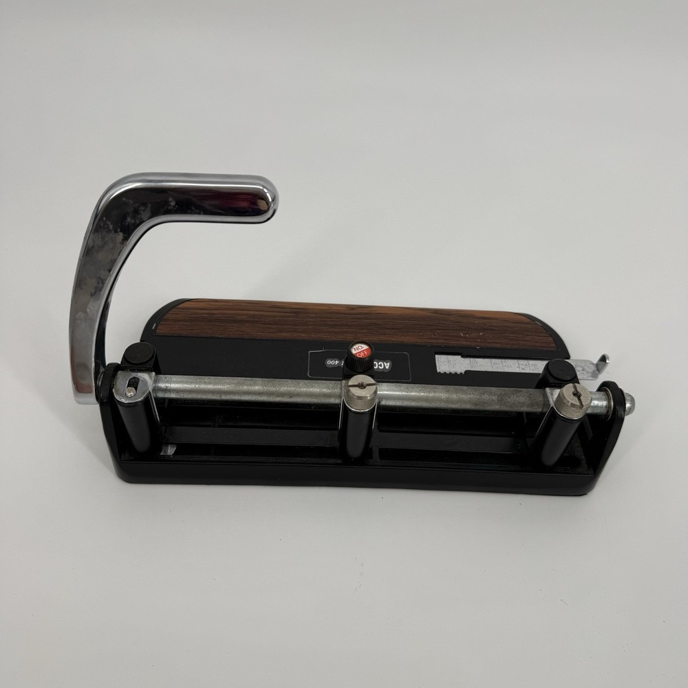 VTG ACCO Model 400 Heavy Duty Adjustable 3-Hole Paper Punch w/50 Sheet Capacity - Picture 4 of 7